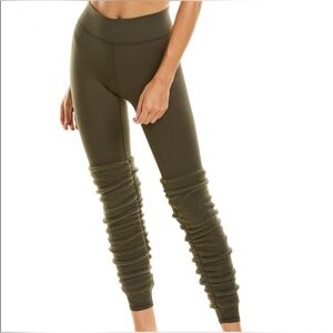 Terez Leg Warmer Style High-Waist Leggings Size M Olive Green